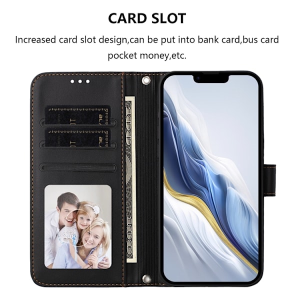 iPhone 16 Pro Plånboksfodral Läder med Handledsrem - Svart Svart