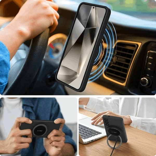 Tech-Protect Telefontaske til Galaxy S25 Edge Magsafe Flydende Silikone - Sort Svart
