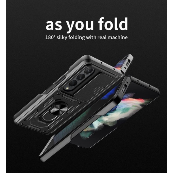 Galaxy Z Fold 4 Cover Camshield rengaspidike - musta