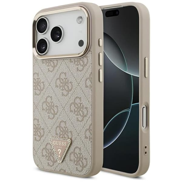 Guess Mobilskal till iPhone 17 Pro MagSafe 4G Triangle Logo - Rosa Guld Rosa