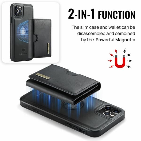 DG.MING M6 Series Mobilskal till iPhone 11 Pro Magnetiskt Plånboksfodral Svart