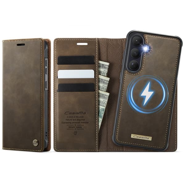 CaseMe Plånboksfodral för Samsung Galaxy S26 Plus Konstläder RFID - Kaffe