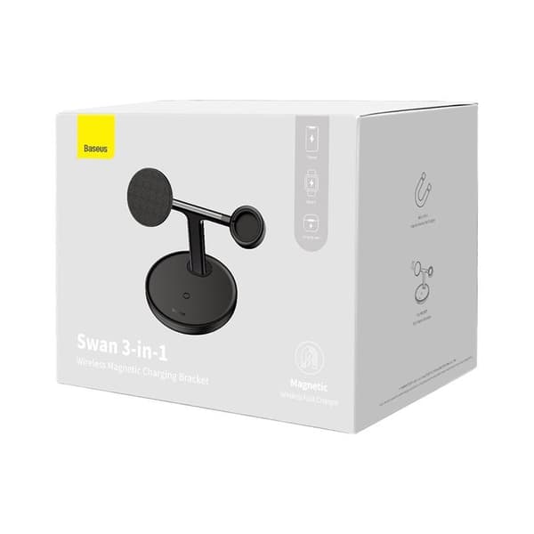 Baseus 3-in-1 Trådlös Laddare Magsafe Stativ med Kabel 1m Svart