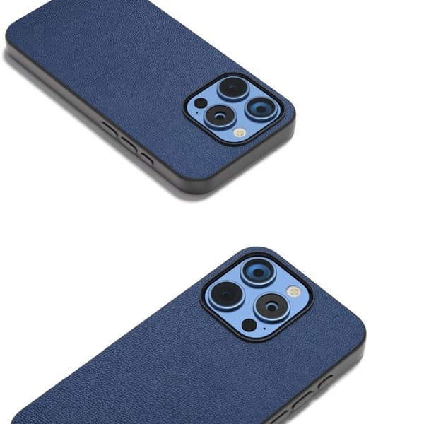 ABEEL Mobilskal till iPhone 16 Pro Äkta Läder Coated PC+TPU - Blå