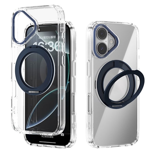ABEEL Q-LUCK Mobilskal till iPhone 16 Shockproof med Kickstand - Blå