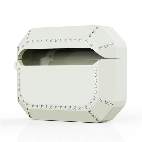 Airpods Pro 2 Skal Rhinestone Shockproof - Solid Vit Vit