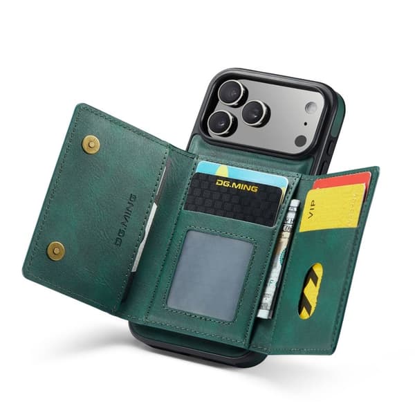 DG.MING M5 Series Mobilskal till iPhone 17 Pro Max Magnetiskt Konstläder Grön