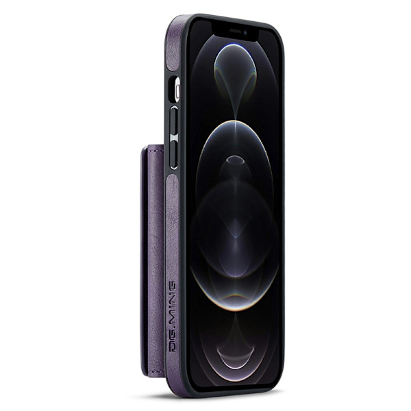 DG.MING iPhone 12/12 Pro Konstläder Plånboksfodral Tri-fold Lila