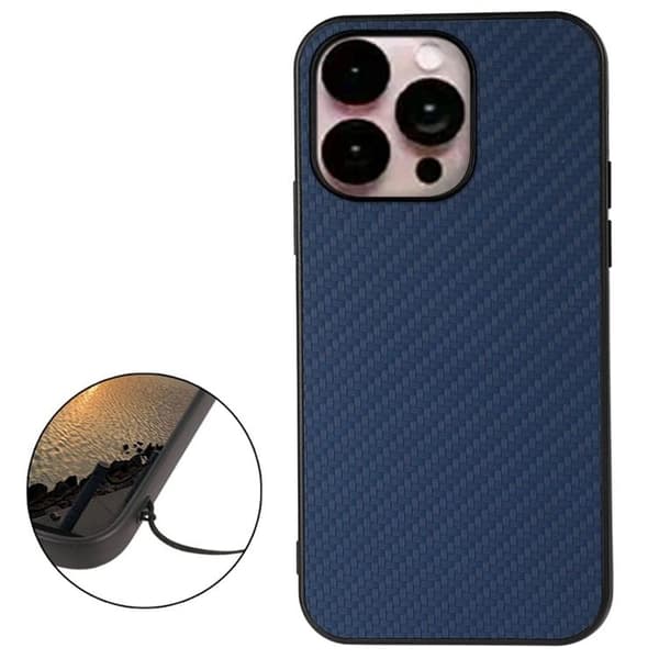 iPhone 14 Pro Max Cover Carbon Fiber - Blå Blå