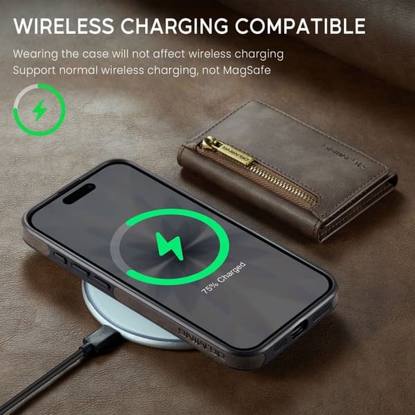 DG.MING M5 Series Mobilskal till iPhone 17 Avtagbart Magnetiskt Konstläder Brun
