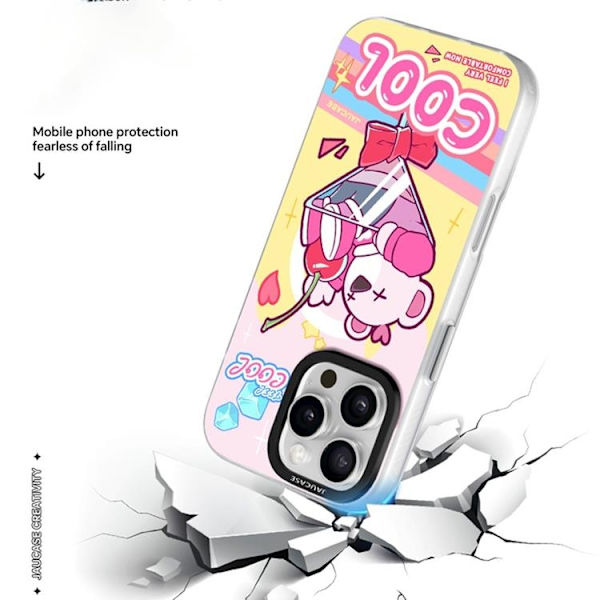 JAUCASE Mobilskal till iPhone 16 Pro MagSafe - Cool Bear Rosa