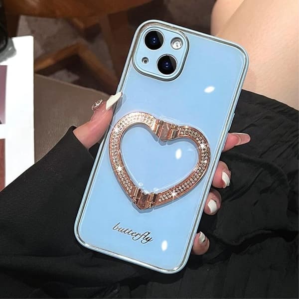 iPhone 14 Plus Cover Heart Kickstand - Blå Blå