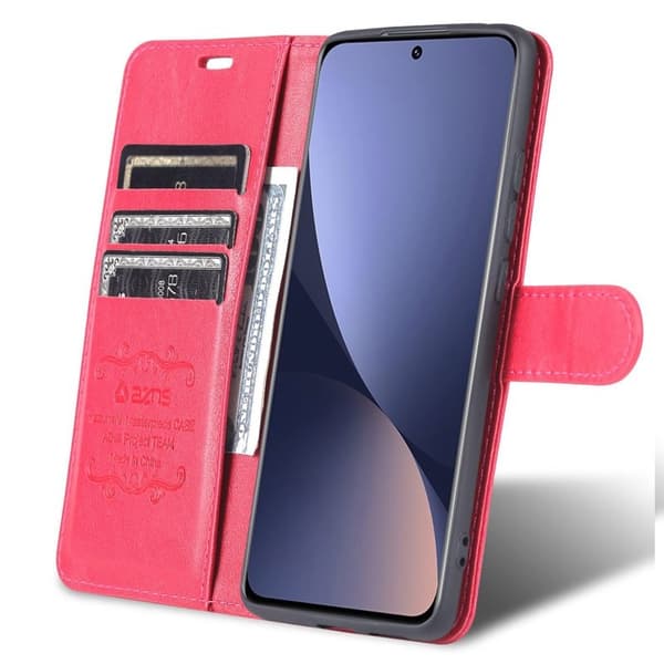 AZNS Xiaomi 12 Lite Plånboksfodral i Texturerat Konstläder - Röd