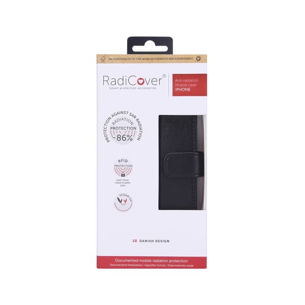 RADICOVER iPhone 12 Pro Max -lompakkokotelo säteilysuojalla - Musta Black