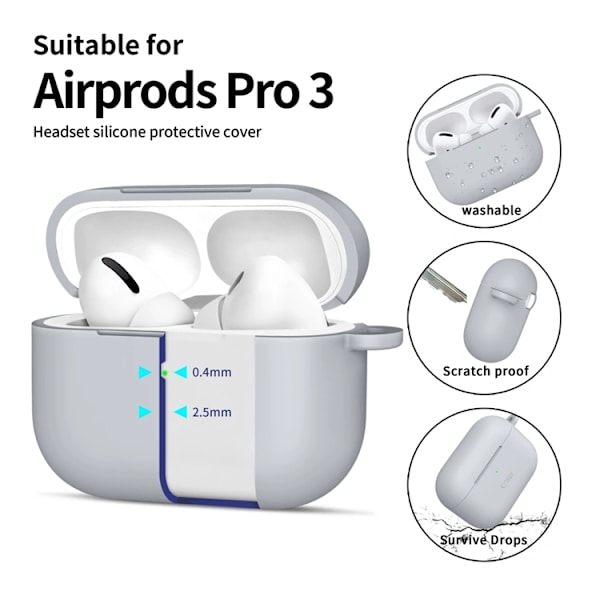 Tech-Protect Apple Airpods Pro 3 Etui Silikone Krog - Crayon Grå Grå