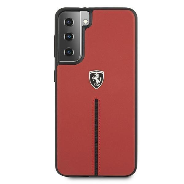 Ferrari Cover Galaxy S21 Plus Off Track Læder Nylon Stripe - Rød Red