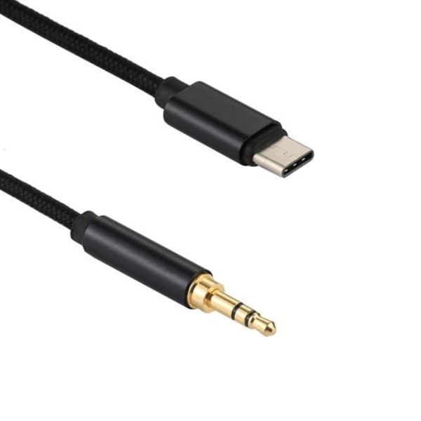 SiGN USB-C 3.5mm Ljudkabel 1m - Svart/Nylon