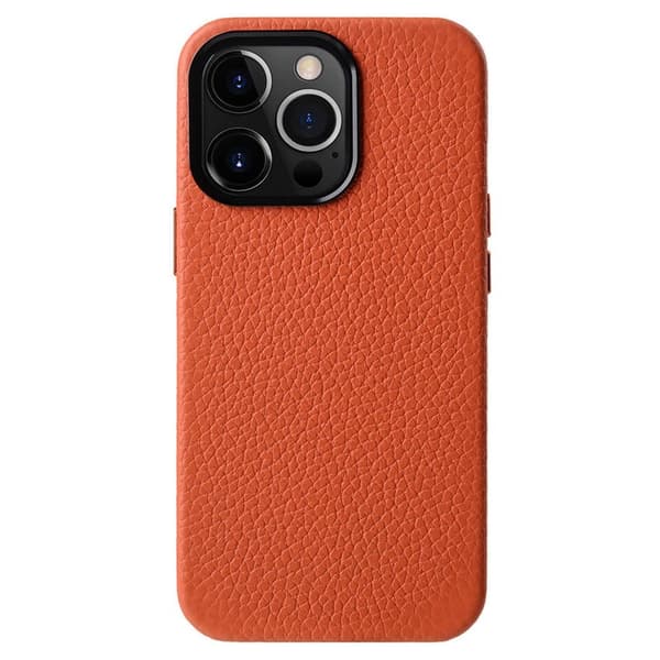 MELKCO Mobilskal till iPhone 15 Pro Max Äkta Läder + PC Magnet Orange