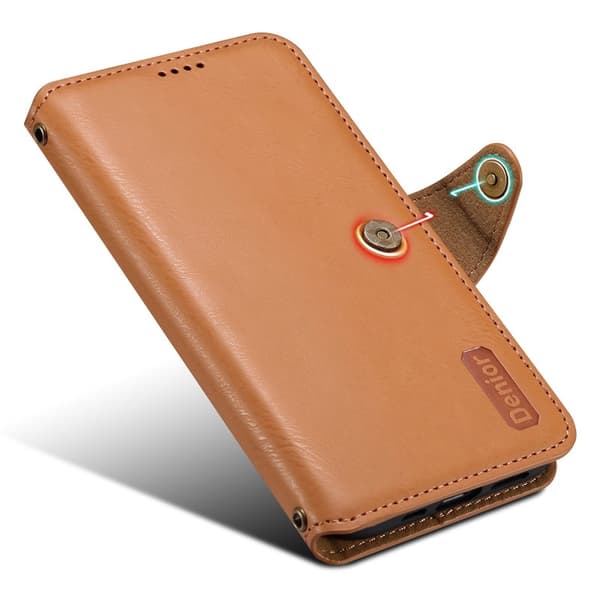 DENIOR iPhone X / XS Plånboksfodral Konstläder med kortfack - Khaki