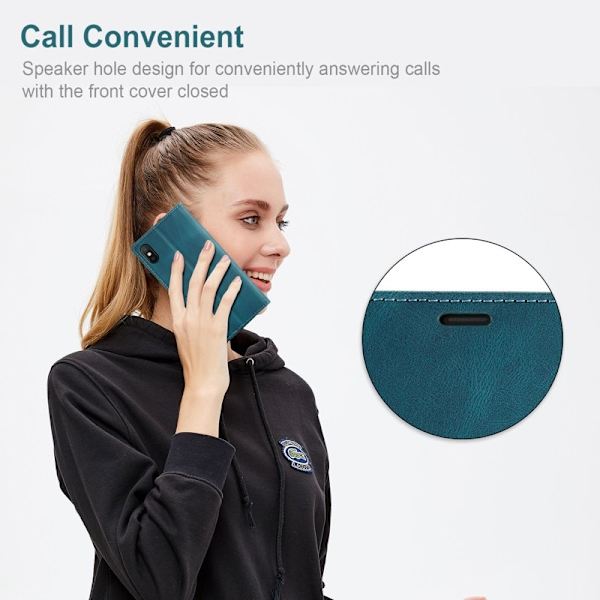 AUTSPACE A01 iPhone X/XS Plånboksfodral Konstläder - Blå