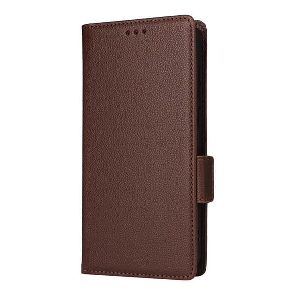 OnePlus 15 5G Plånboksfodral Litchi Texture Konstläder - Brun Brun