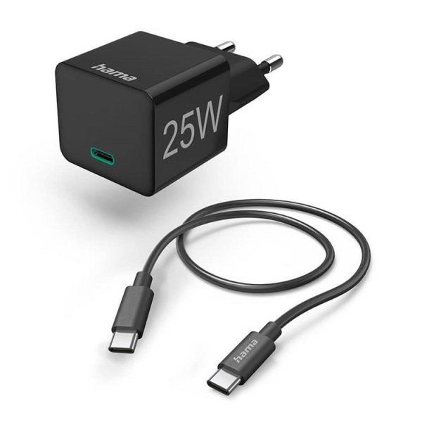 Hama Snabbladdare USB-C Med Kabel 25W 1m - Svart