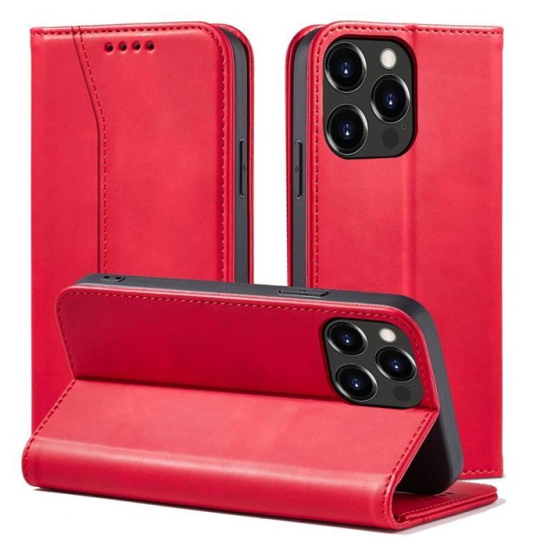 iPhone 12 Pro Max Wallet Case Magnet Fancy - Rød
