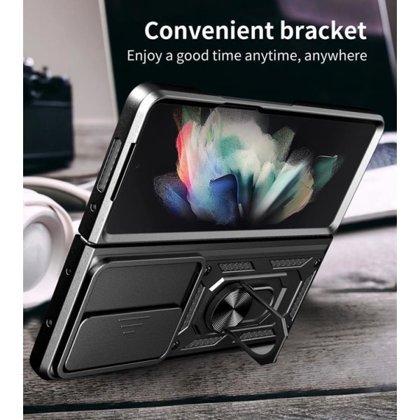 Galaxy Z Fold 4 Cover Camshield rengaspidike - musta