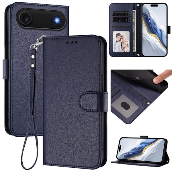 iPhone Air Plånboksfodral Läder med Handledsrem Blå