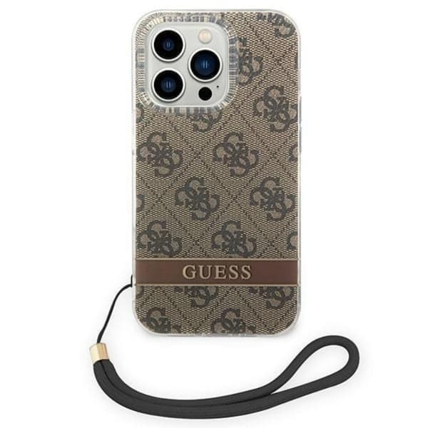 GUESS iPhone 14 Pro Max Skal 4G Print Strap - Brun Brun