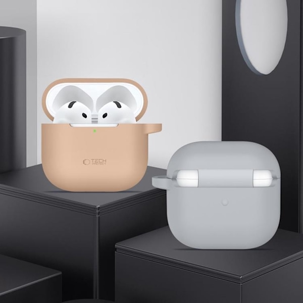 Tech-Protect Airpods 4 Cover Silikone Krog - Crayon Grey Grå