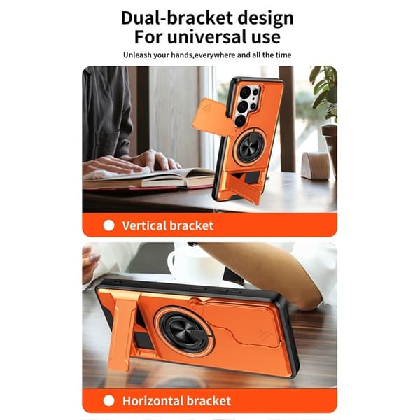 Mobilskal till Galaxy S26 Ultra MagSafe Camera Lens Slider Ringhållare Orange Orange