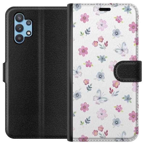 Pungcover til Samsung Galaxy A32 5G med Blomster og sommerfugle