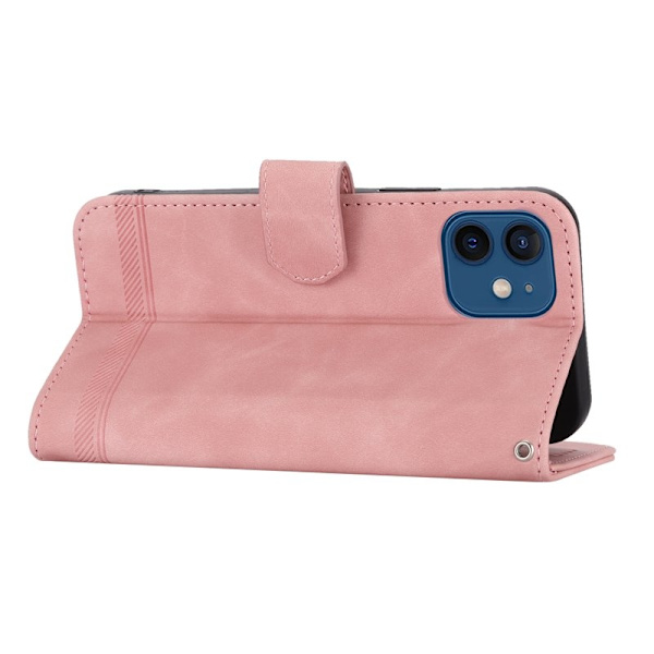 DIERFENG DF-03 Plånboksfodral i Konstläder - Rosa för iPhone 12/12 Pro