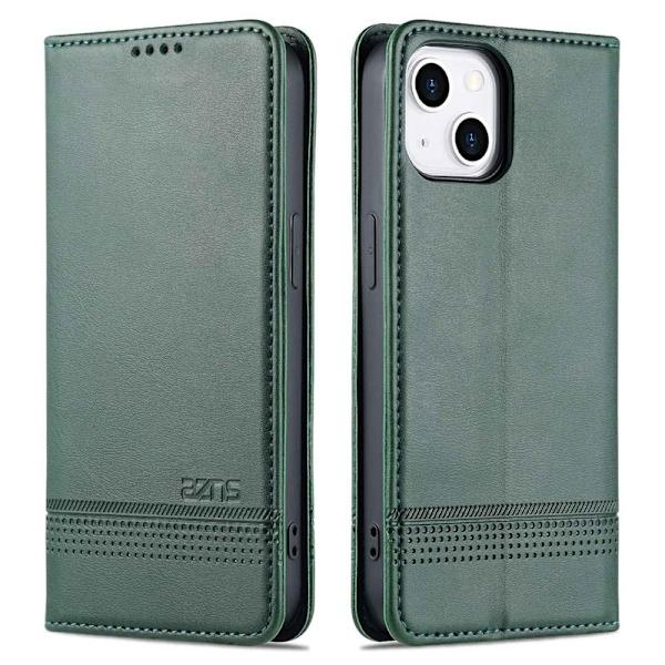 AZNS iPhone 14 Plus Plånboksfodral Konstläder - Drop-proof - Grön
