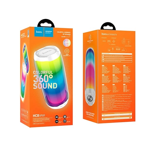 Hoco Trådlös Högtalare Bluetooth Pulsating Colorful - Valkoinen Vit