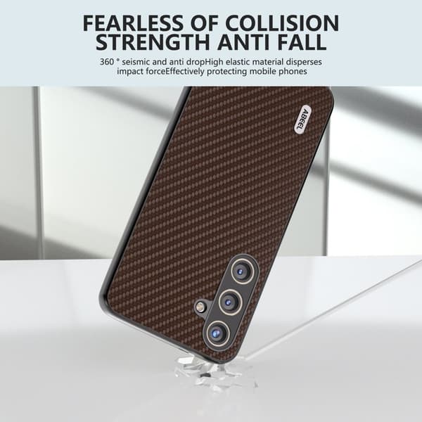 ABEEL Mobilskal till Samsung Galaxy S24+ Shockproof Carbonfiber Brun