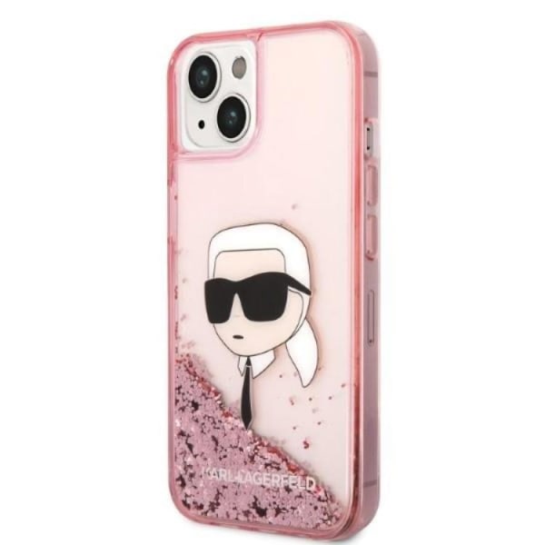 Karl Lagerfeld iPhone 14 Cover Liquid Glitter Head - Pink