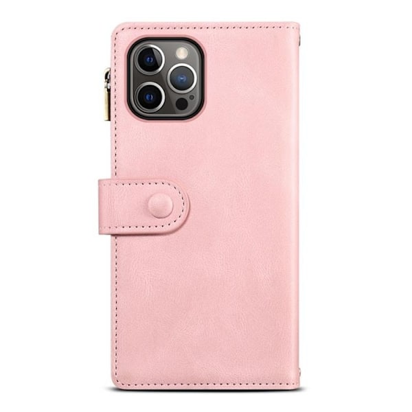 iPhone 14 Pro Plånboksfodral Flap Zipper Strap - Rosa Rosa