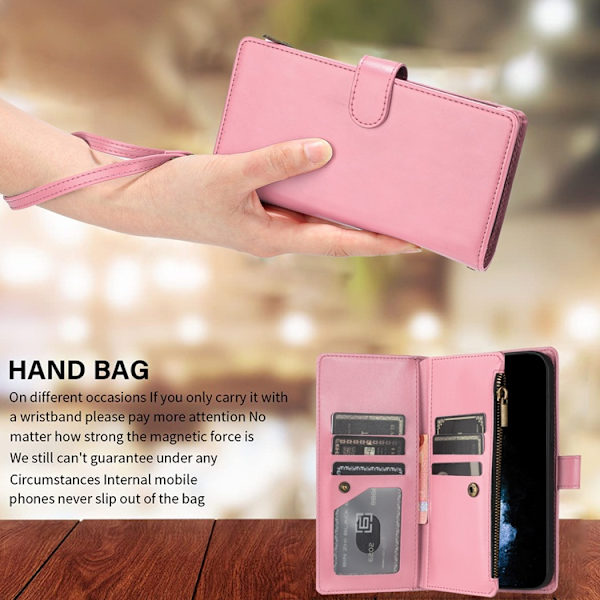 OnePlus 15 5G Konstläder Plånboksfodral Zipper Shockproof Rosa