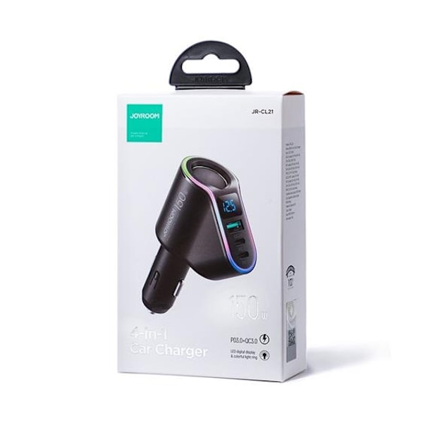 [4in1] Joyroom Billaddare Fast USB-C/USB-A 150 W - Svart Svart