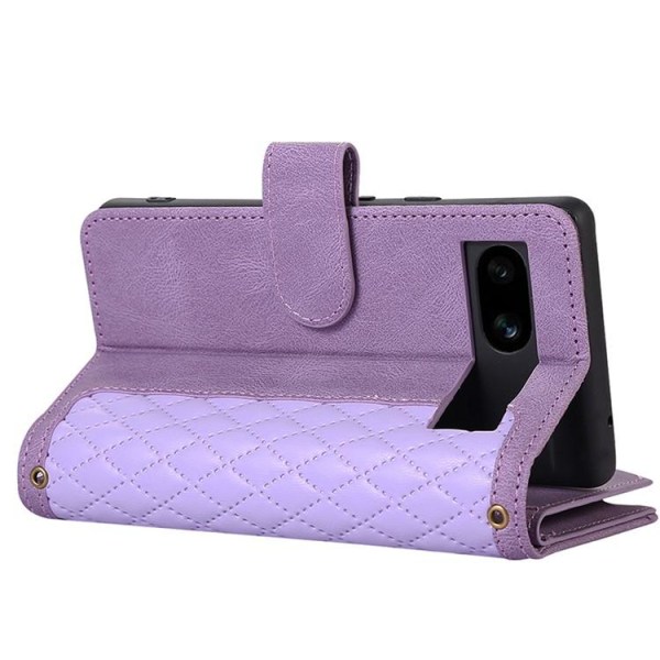 Google Pixel 7A Wallet Case Rhombus Imprint - violetti