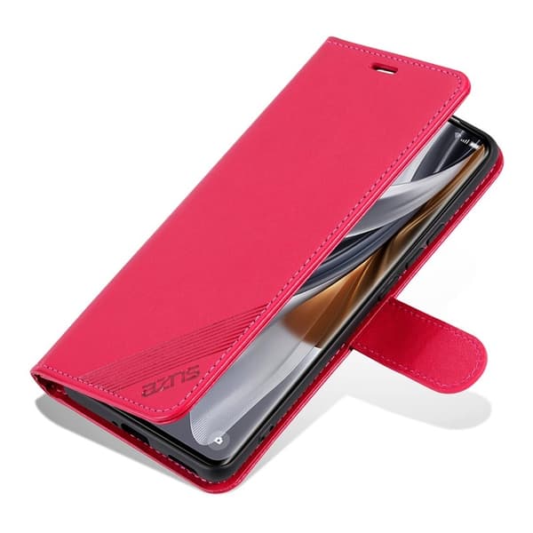 AZNS Samsung Galaxy S24 Ultra Plånboksfodral Anti-Scratch Konstläder - Röd