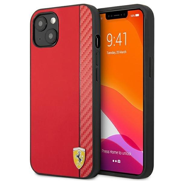 Ferrari On Track Carbon Stripe Cover iPhone 13 Mini - punainen Red