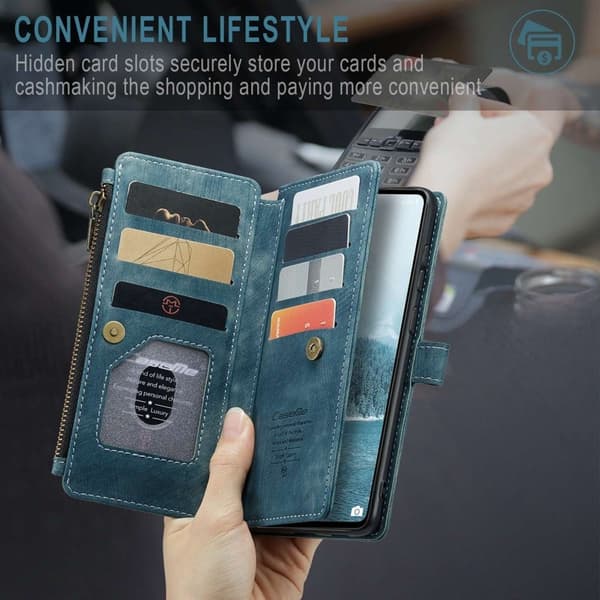 CASEME C30 Plånboksfodral för Samsung Galaxy A33 5G - Blå Konstläder
