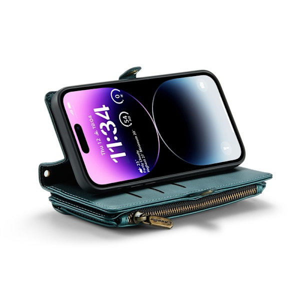 CASEME Plånboksfodral Konstläder för iPhone 14 Pro Max - Grön