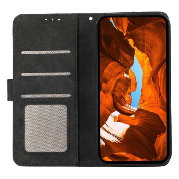 ABEEL Samsung Galaxy S23 FE Konstläder Plånboksfodral med RFID-Skydd - Svart