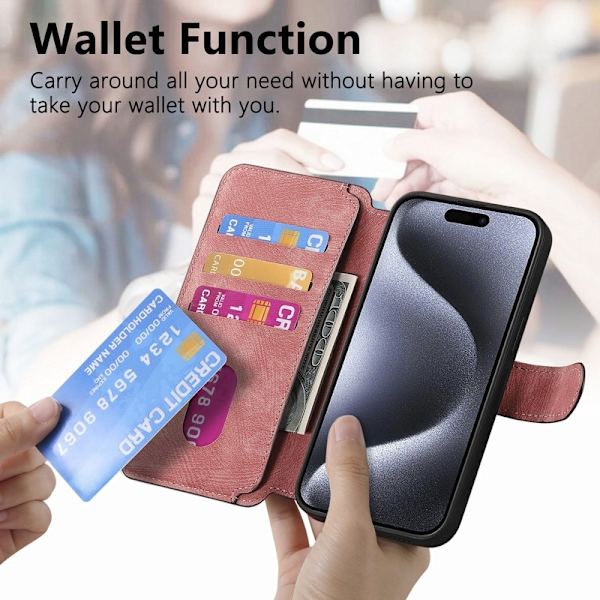 CASENEO iPhone 16 Pro Plånboksfodral Konstläder - Rosa
