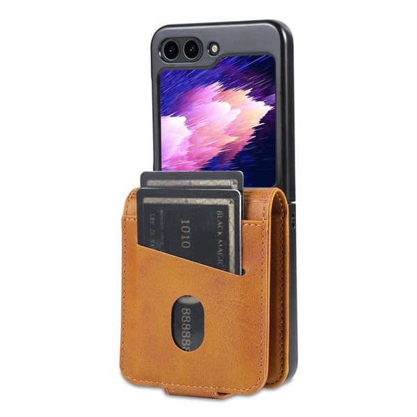 AZNS Samsung Galaxy Z Flip7 FE Plånboksfodral Card Holder Konstläder - Brun