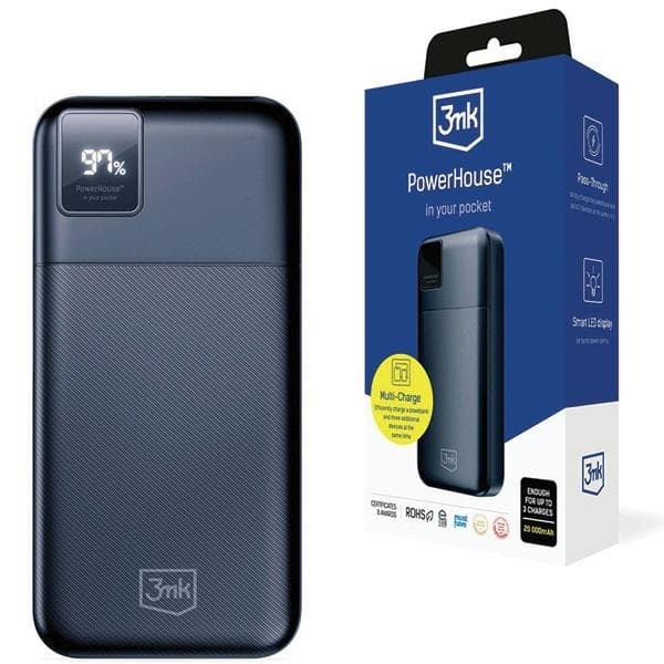 3MK Powerbank 20000mAh PD QC Multi Charge PowerHouse Blå